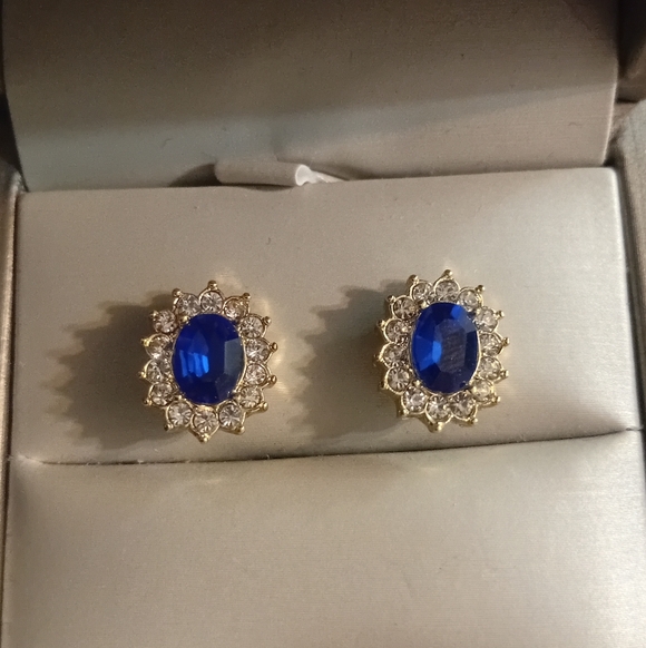 unbranded Jewelry - Elegant Blue and Gold Toned Stud Earrings
